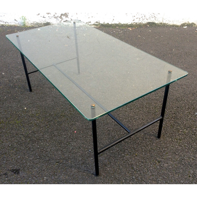 Disderot coffee table in glass and steel, Pierre GUARICHE - 1950s