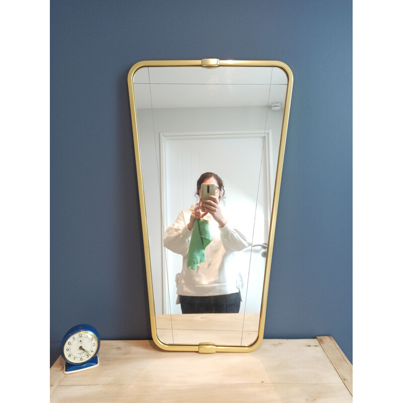 Vintage asymmetrical mirror in brass