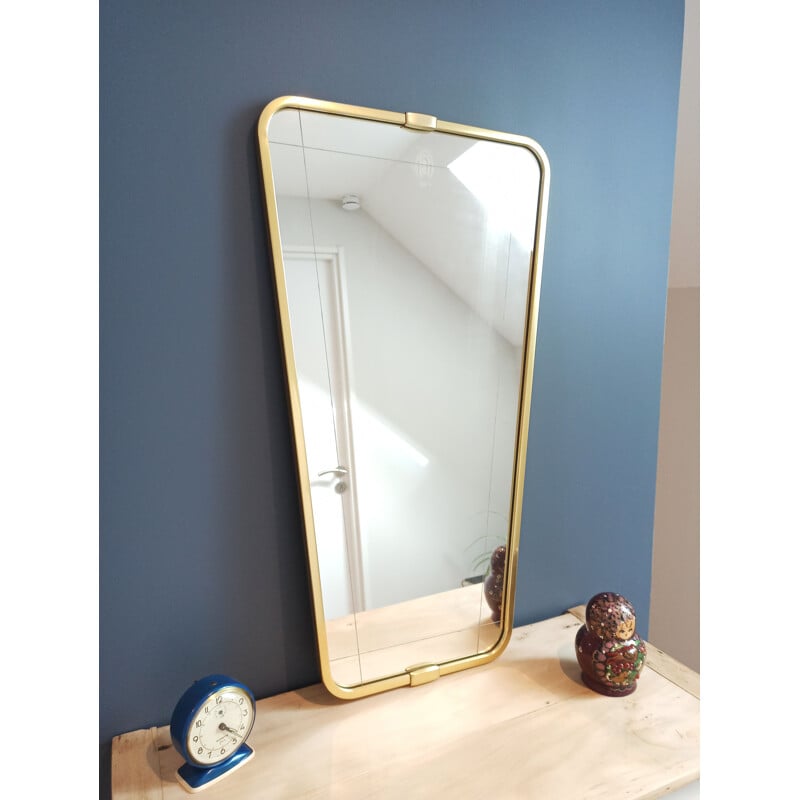 Vintage asymmetrical mirror in brass