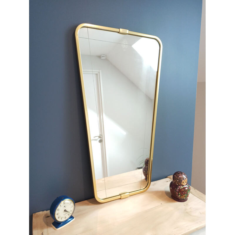 Vintage asymmetrical mirror in brass