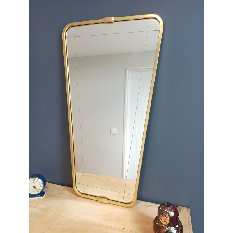 Vintage asymmetrical mirror in brass