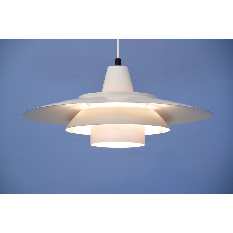 Vintage Danish XXL pendant lamp in white, 1970s