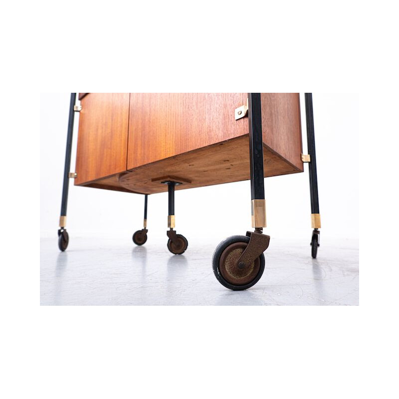 Mid-century Italian wooden bar trolley, 1960s