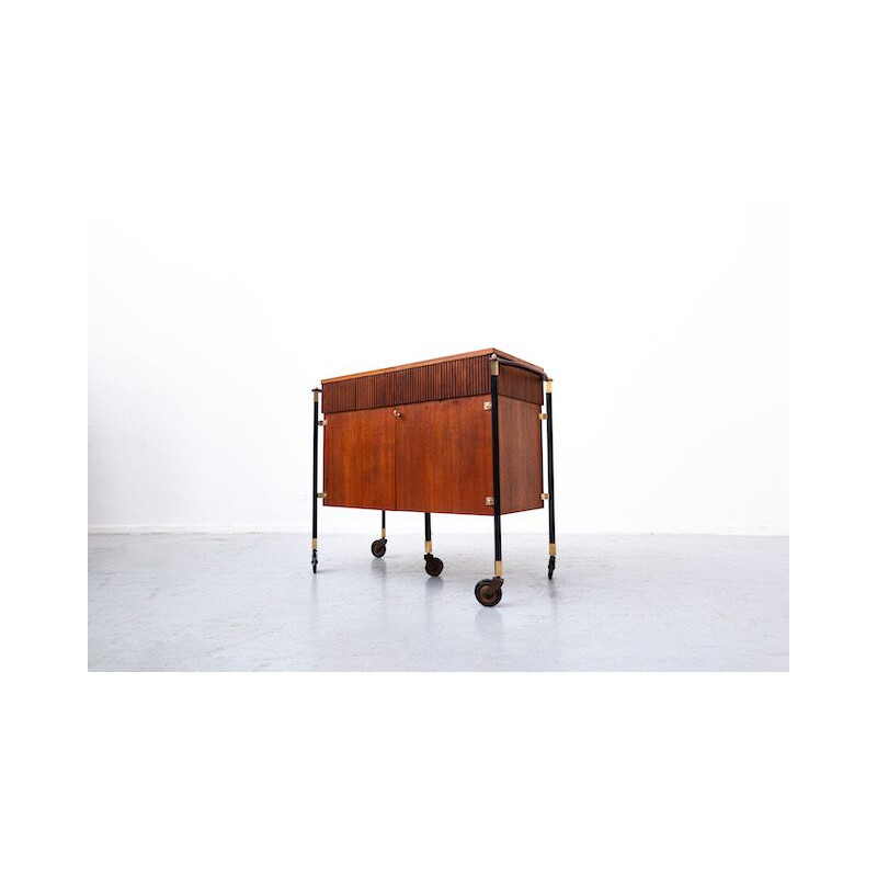 Mid-century Italian wooden bar trolley, 1960s