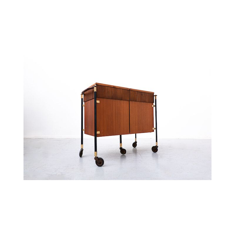 Carrello bar italiano d'epoca in legno, 1960