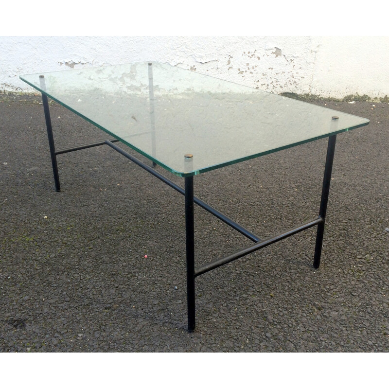 Disderot coffee table in glass and steel, Pierre GUARICHE - 1950s