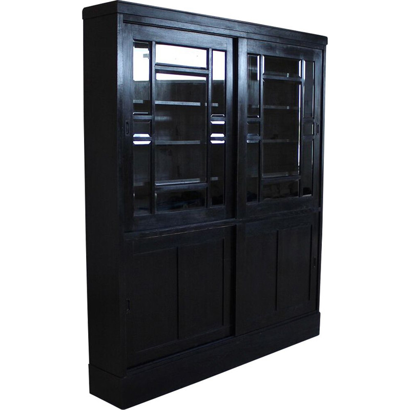 Vintage display cabinet with sliding doors