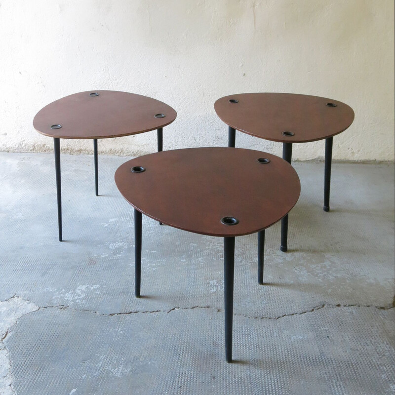 Tables gigognes vintage Partroy par Pierre Cruège, 1950