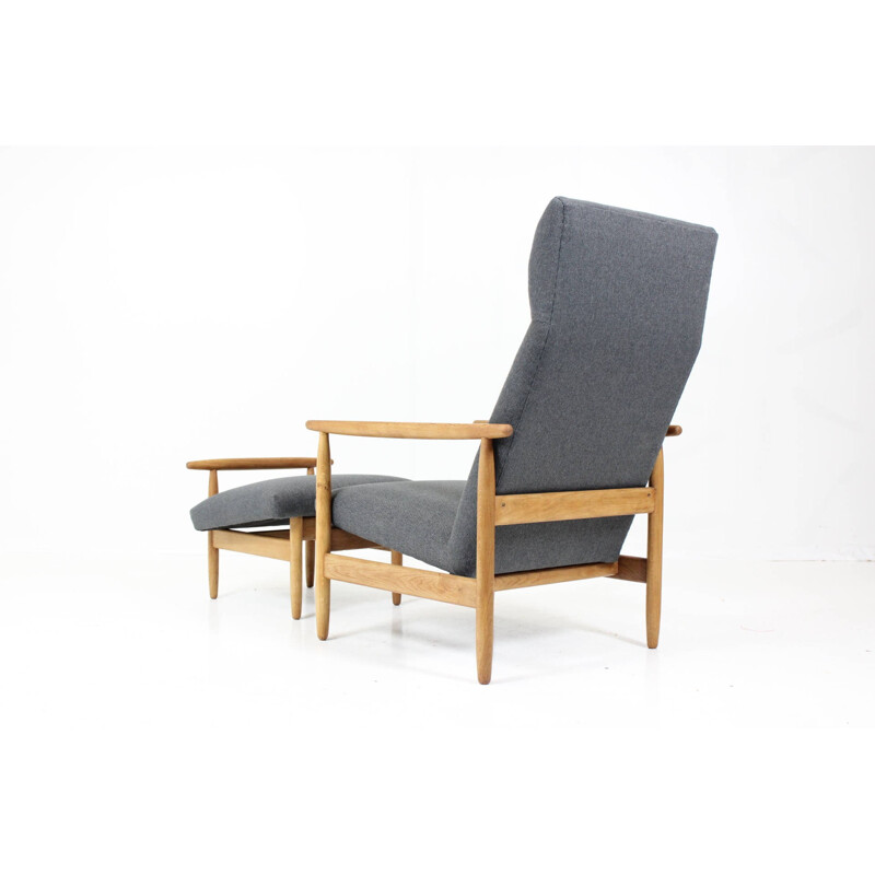 FDB Møbler armchair in oak and fabric, E.A. JOHANSSON - 1960s