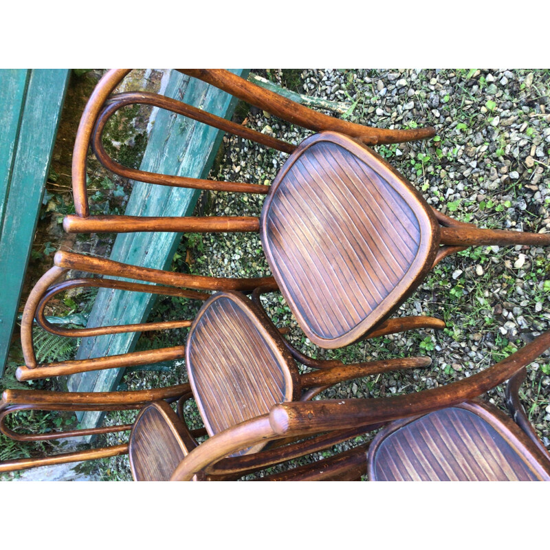 Set of 10 vintage bistro chairs by Japy, 1920-1930