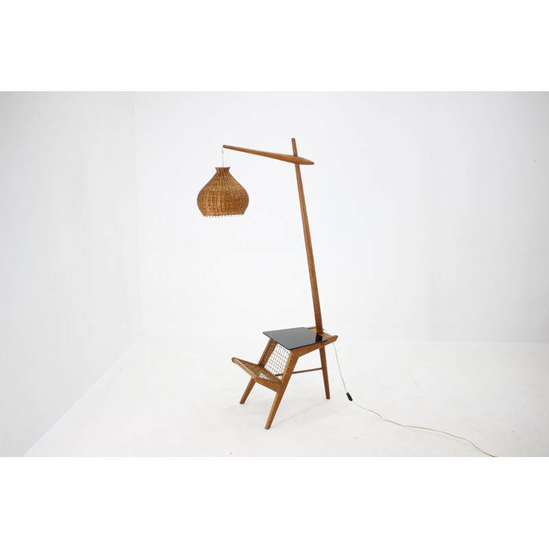 Vintage wooden floor lamp by Krasna Jizba ,Czechoslovakia 1960s