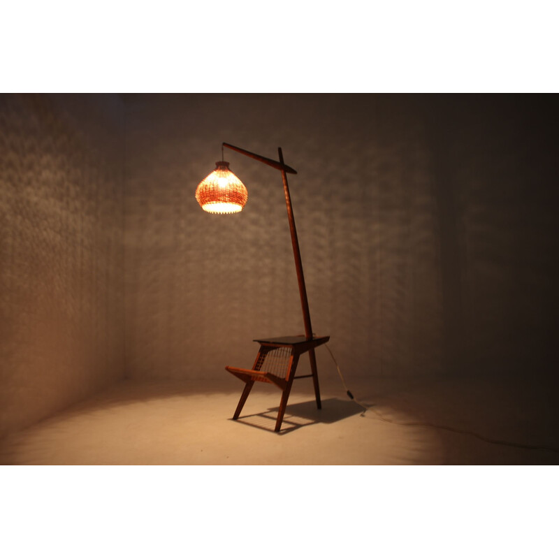 Vintage wooden floor lamp by Krasna Jizba ,Czechoslovakia 1960s