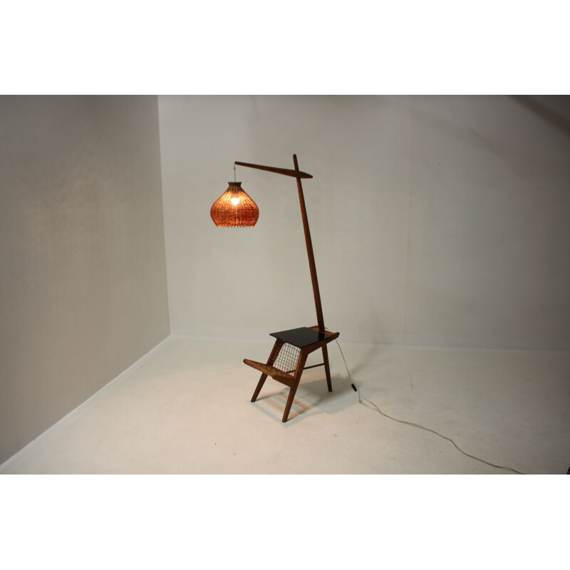 Vintage wooden floor lamp by Krasna Jizba ,Czechoslovakia 1960s