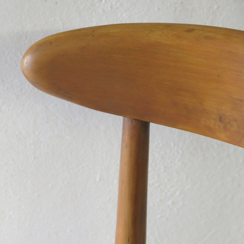 Scandinavian vintage beechwood and leatherette chair, 1960