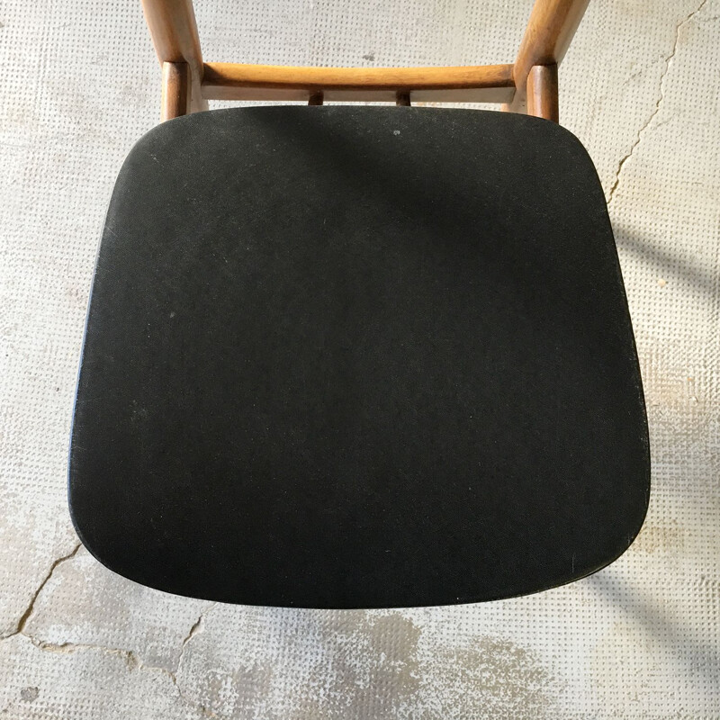 Scandinavian vintage beechwood and leatherette chair, 1960