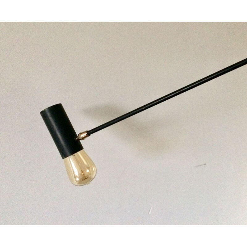 Vintage adjustable metal and brass desk lamp by René Caillette, 1950