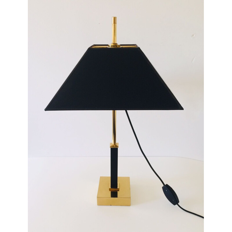 Quadratische Vintage-Tischlampe aus Messing von Deknudt für Maison Jansen, 1980