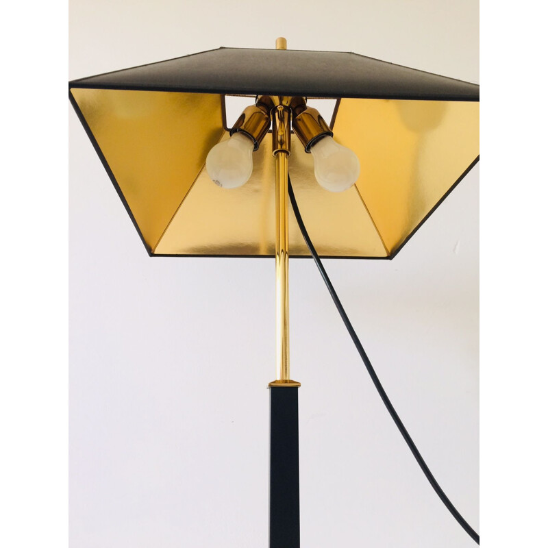 Square vintage table lamp in brass by Deknudt for Maison Jansen, 1980