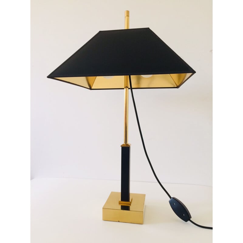 Square vintage table lamp in brass by Deknudt for Maison Jansen, 1980