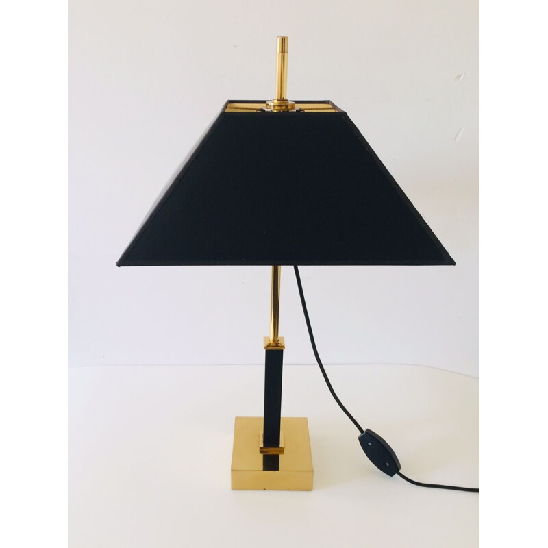 Square vintage table lamp in brass by Deknudt for Maison Jansen, 1980