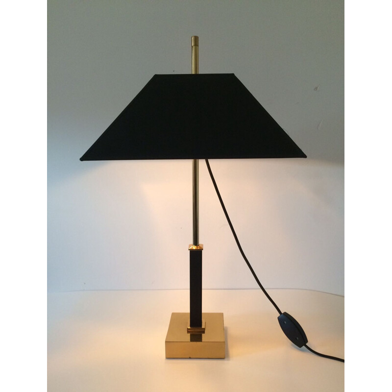 Quadratische Vintage-Tischlampe aus Messing von Deknudt für Maison Jansen, 1980