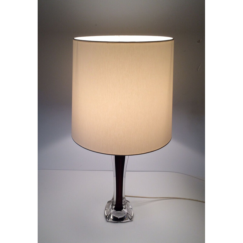 Mid century purple crystal glass table lamp by Val St Lambert, 1950s