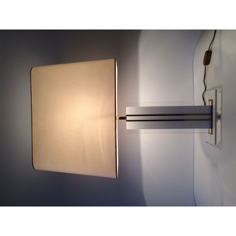 Vintage table lamp in lucite and brass by Romeo Rega, Italy 1970