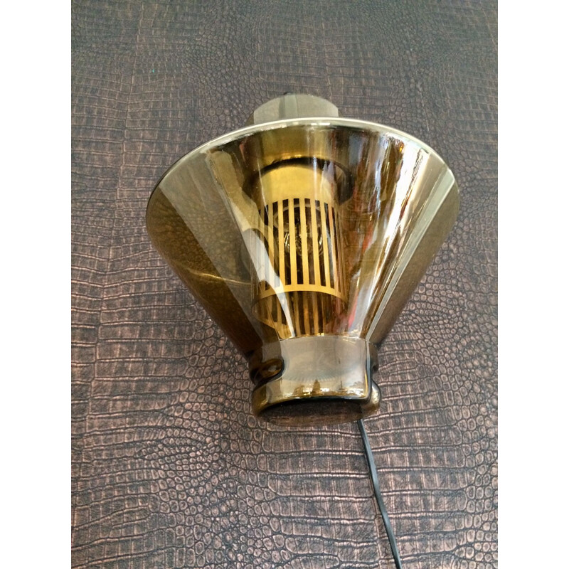 Vintage German amber glass wall lamp, 1970s