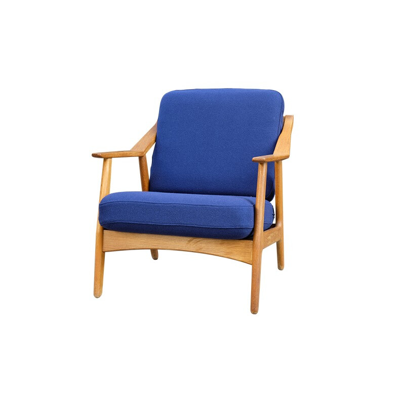 Pair of Laenestole armchairs in blue fabric, H. BROCKMANN-PETERSEN - 1950s