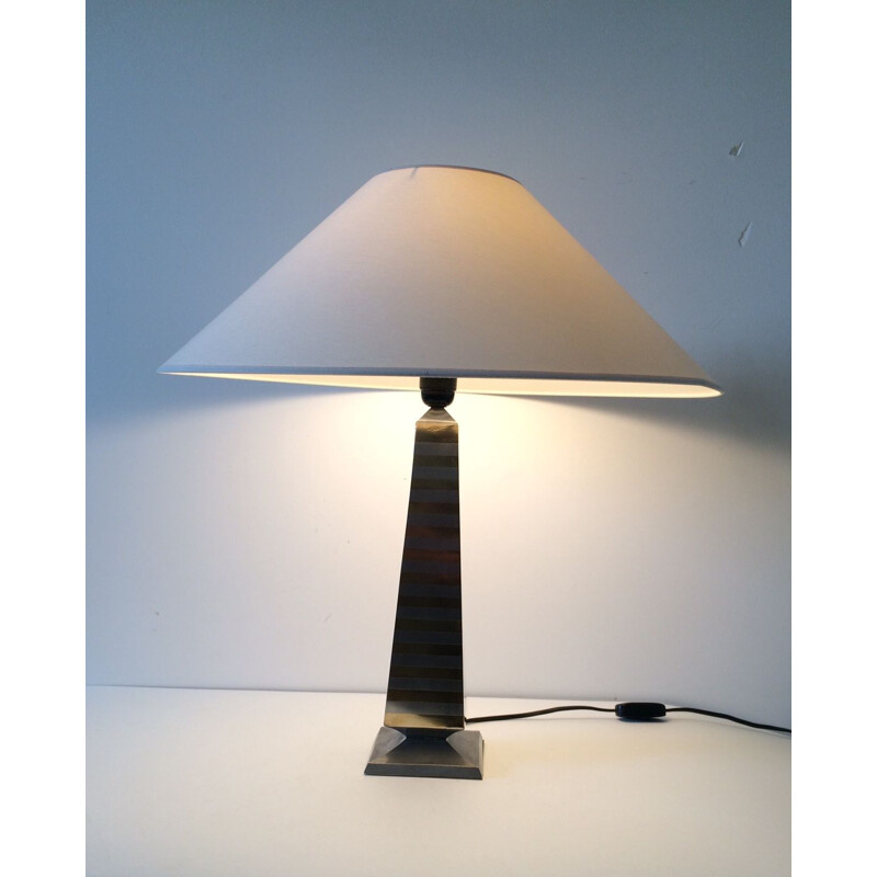 Vintage Hollywood Regency Obelisk brass table lamp, Italy 1970s