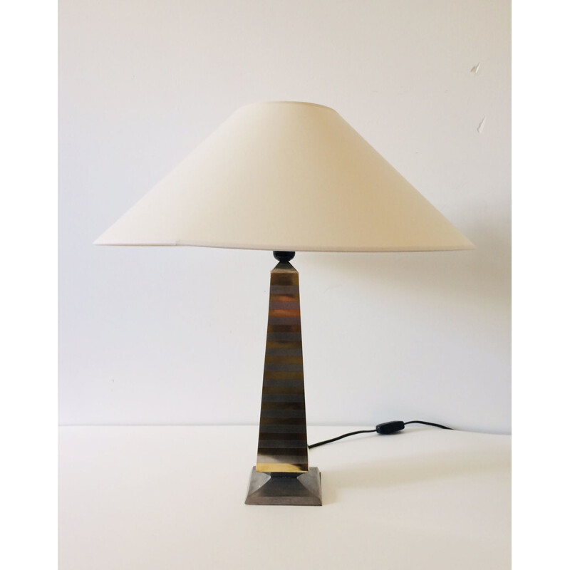 Vintage Hollywood Regency Obelisk brass table lamp, Italy 1970s