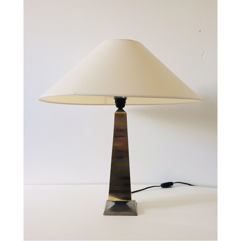 Vintage Hollywood Regency Obelisk brass table lamp, Italy 1970s