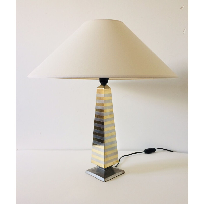 Vintage Hollywood Regency Obelisk brass table lamp, Italy 1970s