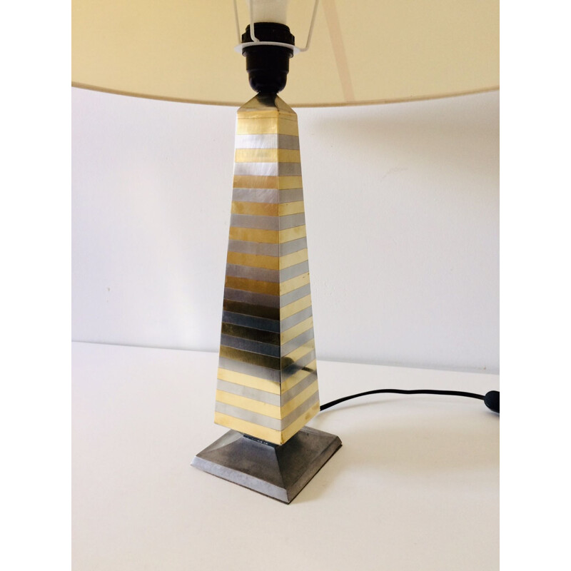 Vintage Hollywood Regency Obelisk brass table lamp, Italy 1970s