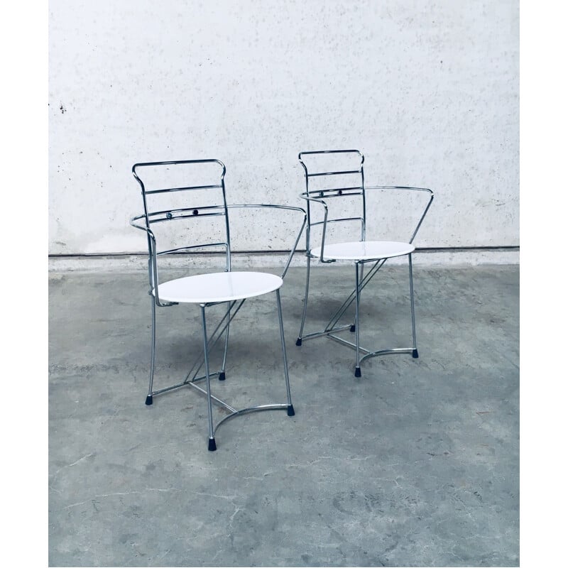 Pareja de sillas vintage de metal cromado "Eridiana" de Antonio Citterio para Xilitalia, Italia 1980
