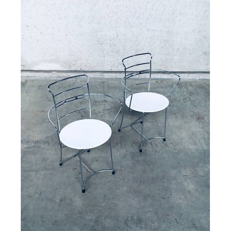 Coppia di sedie vintage in metallo cromato "Eridiana" di Antonio Citterio per Xilitalia, Italia 1980
