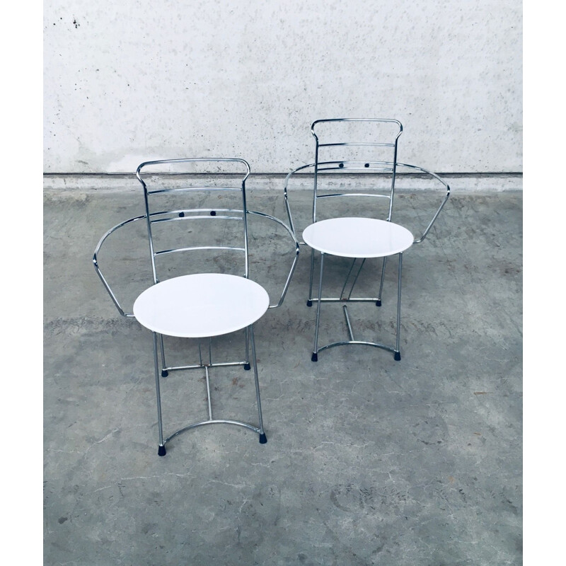 Paire de chaises vintage en métal chromé "Eridiana" par Antonio Citterio pour Xilitalia, Italie 1980