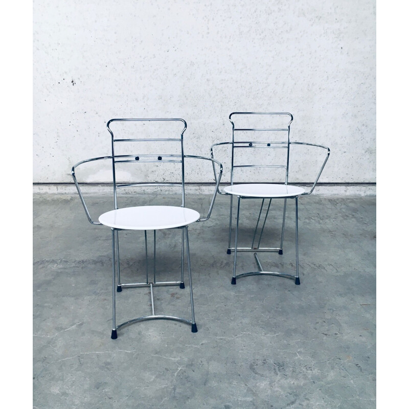 Paire de chaises vintage en métal chromé "Eridiana" par Antonio Citterio pour Xilitalia, Italie 1980