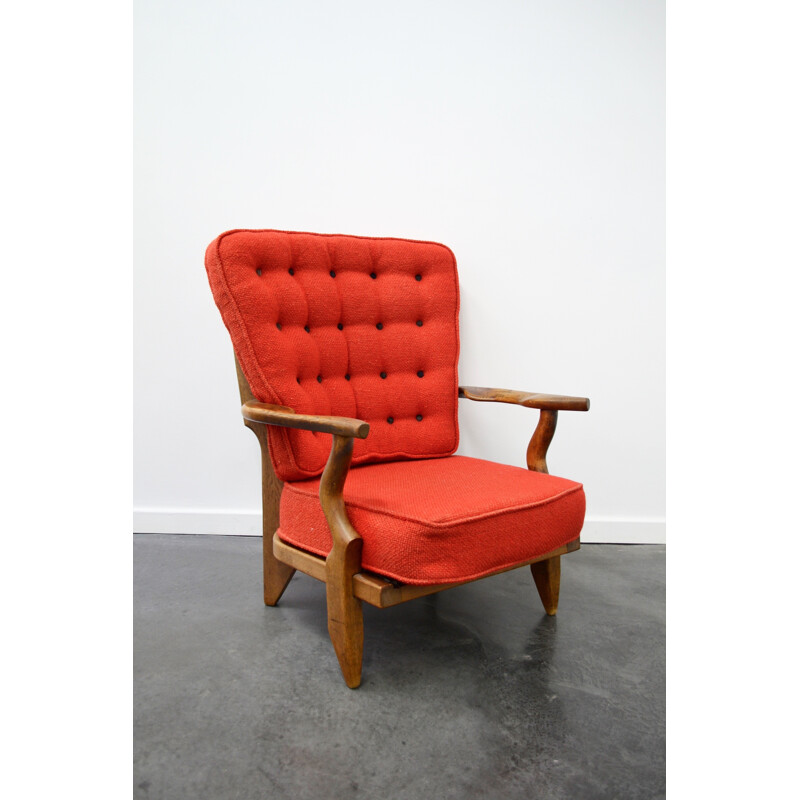 Vintage Votre Maison armchair in red wool, GUILLERME & CHAMBRON - 1970s