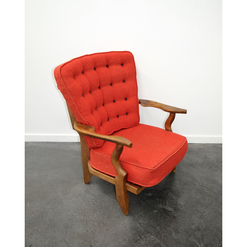 Vintage Votre Maison armchair in red wool, GUILLERME & CHAMBRON - 1970s