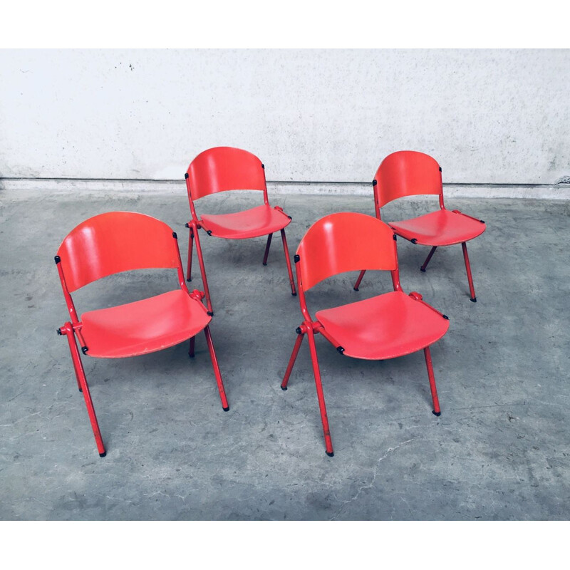 Set of 4 industrial Stacking dining chairs by Car for Cadzand, Holland 1980s