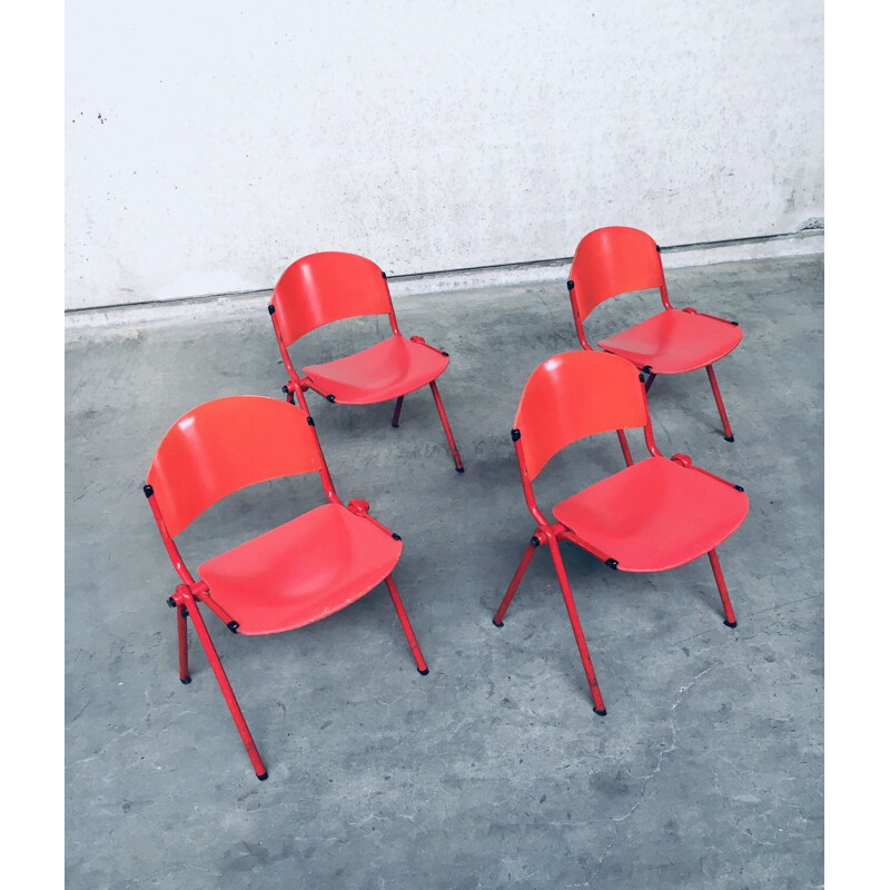 Set of 4 industrial Stacking dining chairs by Car for Cadzand, Holland 1980s