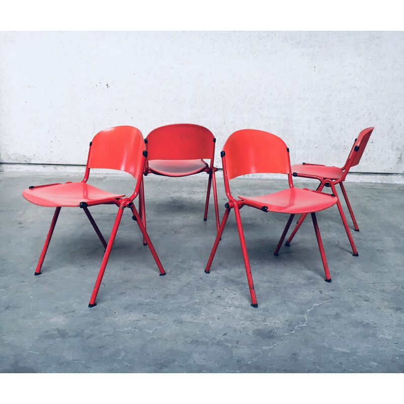 Set of 4 industrial Stacking dining chairs by Car for Cadzand, Holland 1980s