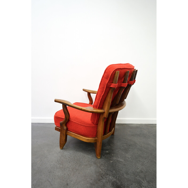 Vintage Votre Maison armchair in red wool, GUILLERME & CHAMBRON - 1970s