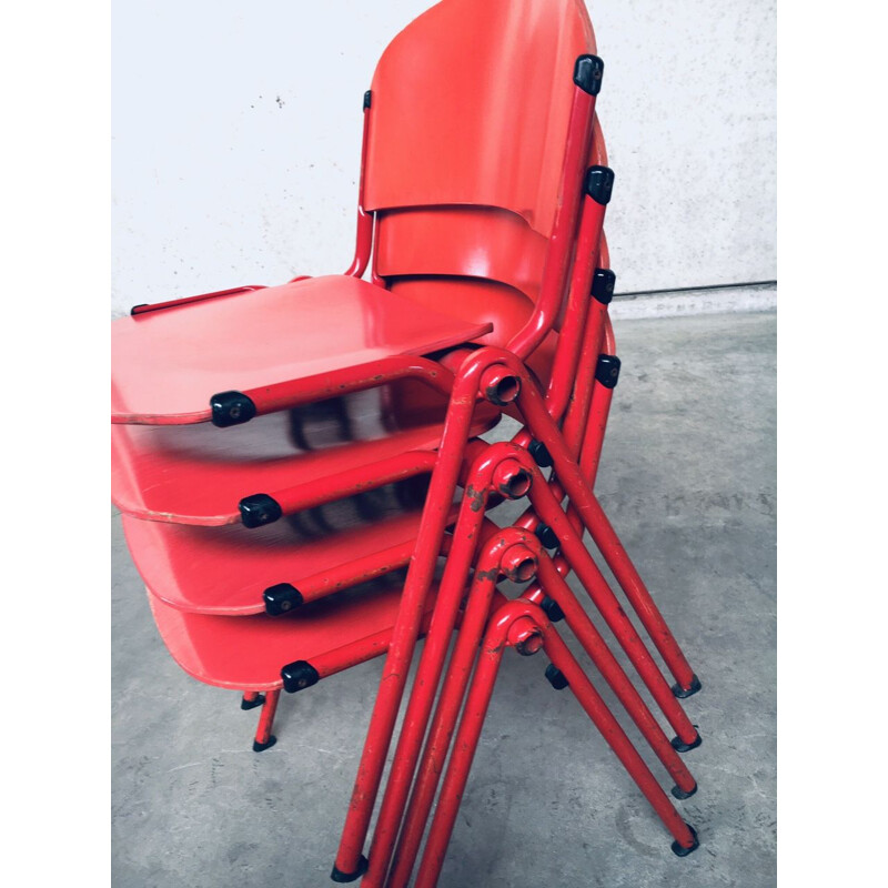 Ensemble de 4 chaises industrielles empilables par Car pour Cadzand, Pays-Bas 1980