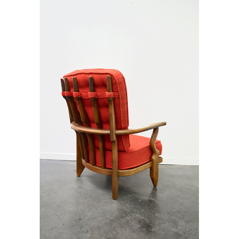 Vintage Votre Maison armchair in red wool, GUILLERME & CHAMBRON - 1970s