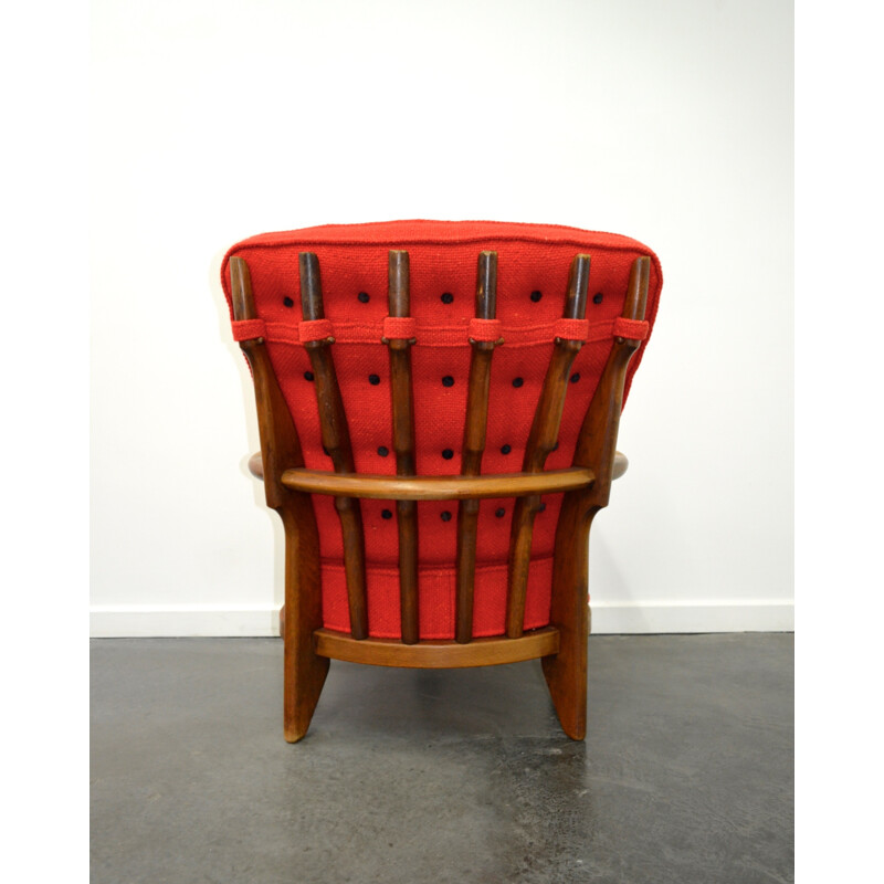 Vintage Votre Maison armchair in red wool, GUILLERME & CHAMBRON - 1970s