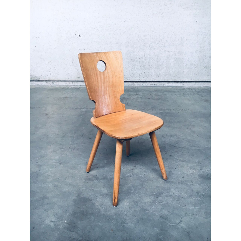 Paar vintage Nederlandse brutalistische houten stoelen van Vervoort Tilburg, 1960