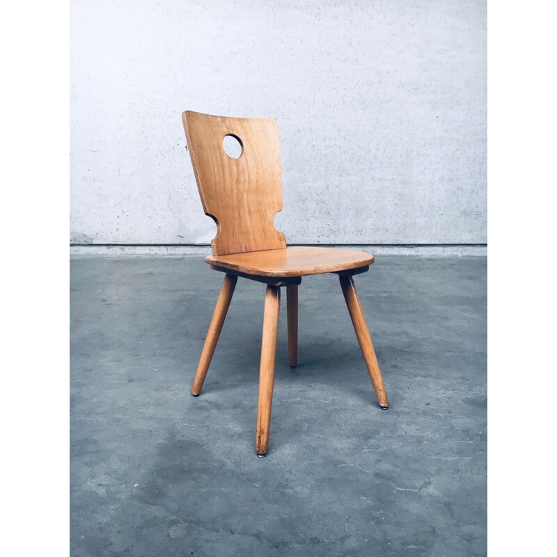 Pair of vintage Brutalist Dutch wooden chairs by Vervoort Tilburg, 1960s