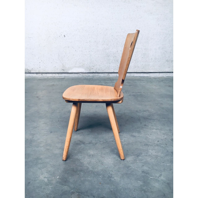 Pair of vintage Brutalist Dutch wooden chairs by Vervoort Tilburg, 1960s